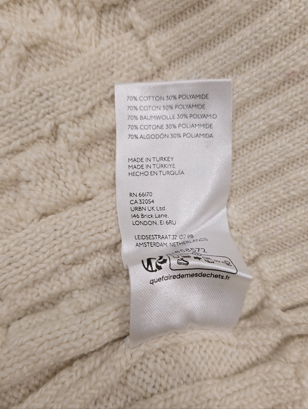 Anthropologie Cold Shoulder Cable Sweater Cream S - Picture 5 of 7